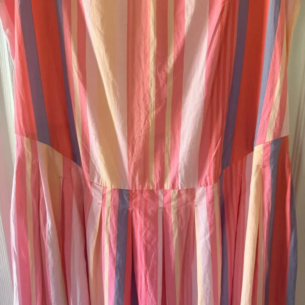 NWT Free People primavera striped drop waist sun dress in pink sz M Reversible